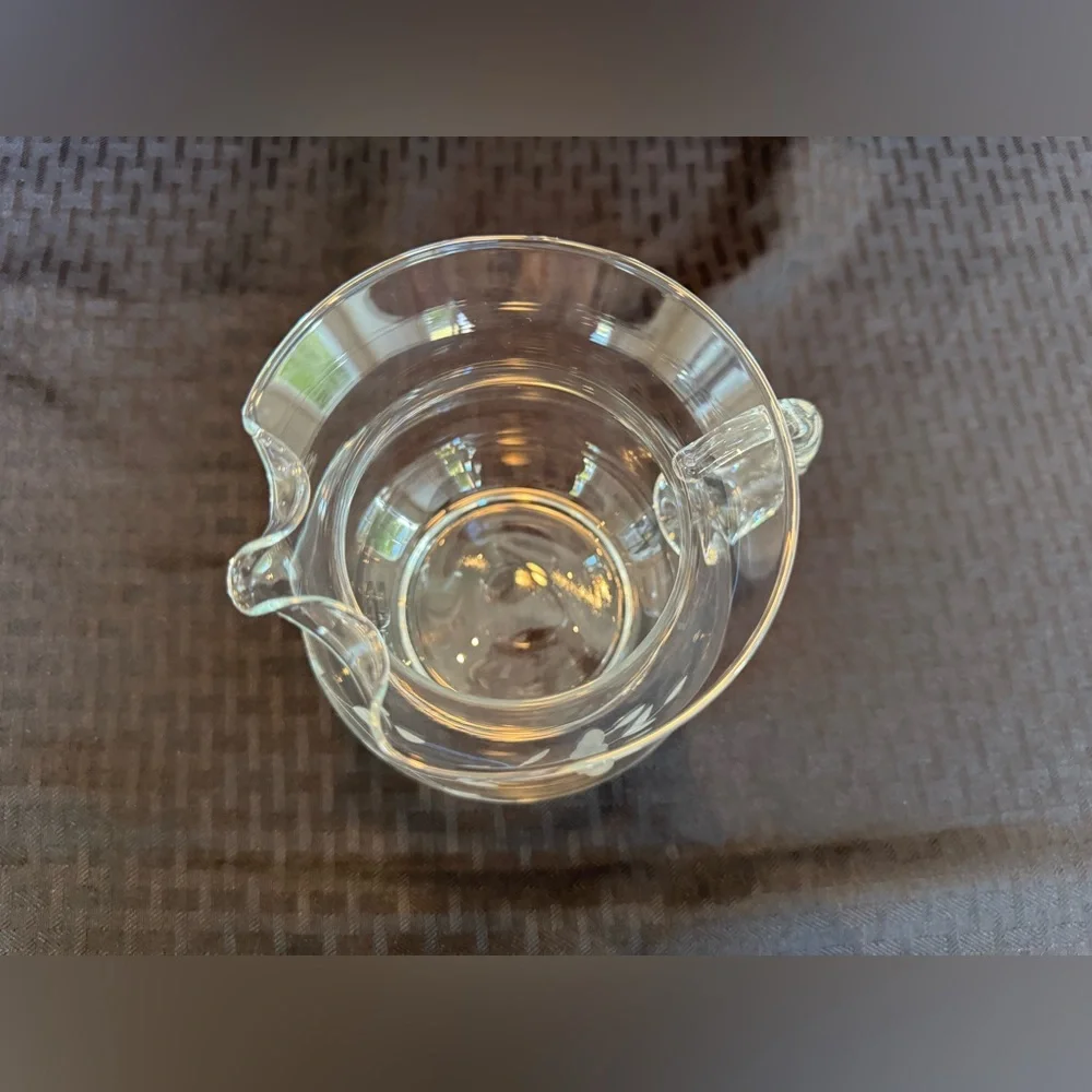 Princess House Heritage Crystal Glass Pitcher Etched Floral 30 oz 5.5” NWOT